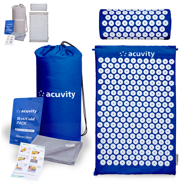 The Complete Acupressure Mat Package with bonus hot/cold pack, cover sheet, user guide & carry bag - FREE UK SHIPPING INC